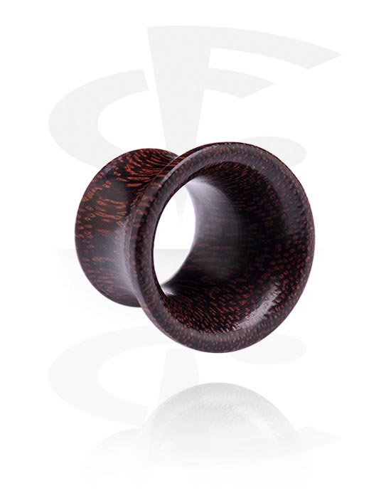 Tunnels & Plugs, Double flared tunnel (hout) met flare met grote voorkant, Tamarindehout