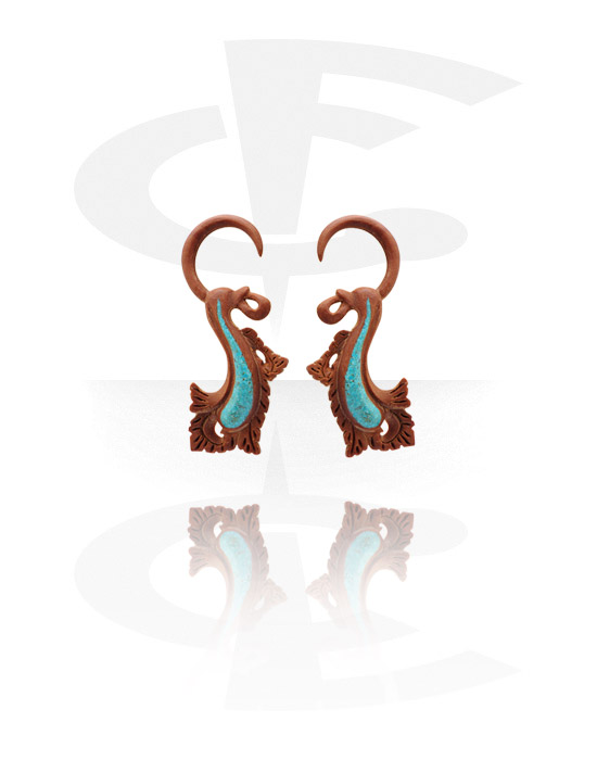 Tágító szerszámok, Claw Earring with Turquoise Inlay, Rosewood