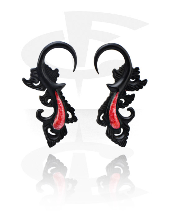 Rozpychacze, Claw Earring with Coral Inlay, Rosewood