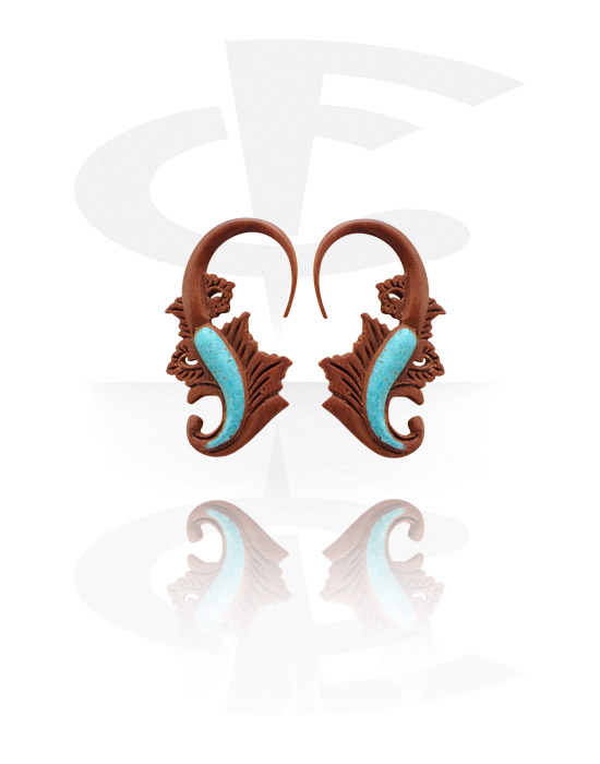 Pripomočki za razširjanje, Claw Earring with Turquoise Inlay, Rosewood