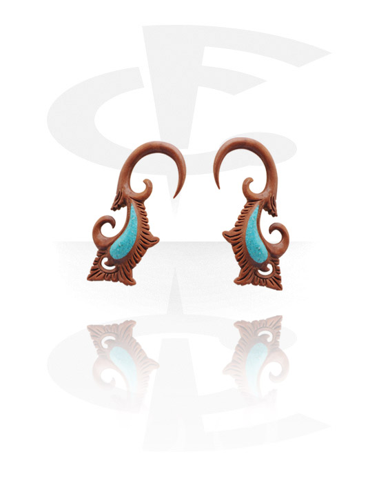 Strekkeverktøy, Claw Earring with Turquoise Inlay, Rosewood