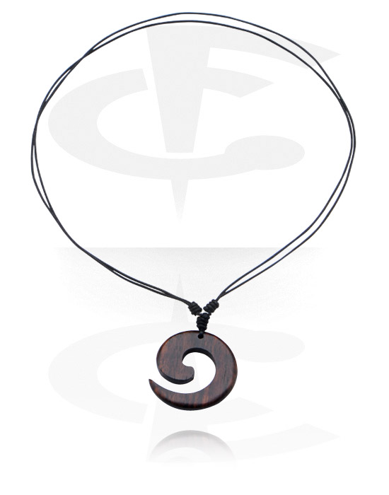 Nyakláncok, Pendant with Leather String, Wood