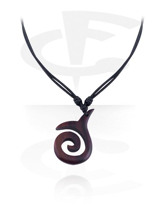 Cadenas, Collar Moderno con wood pendant, Algodón, Madera de tamarindo