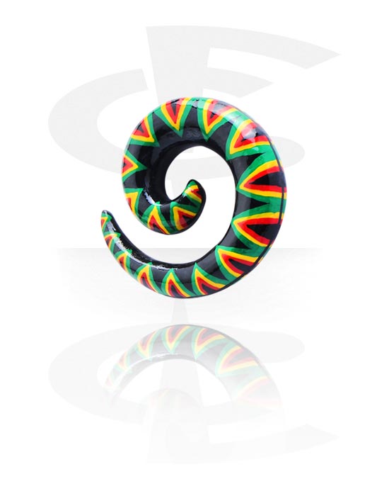 Acessórios para alargar, Espiral pintada à mão, Madeira