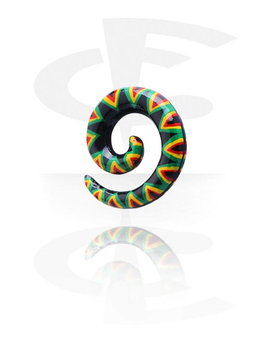 Acessórios para alargar, Espiral pintada à mão, Madeira