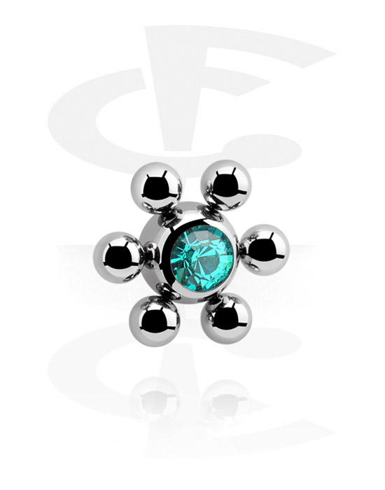 Bolas, barras & más, Jeweled Flower Ball, Acero quirúrgico 316L
