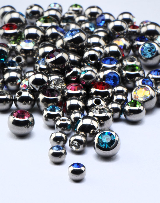 Tukkupakkaukset, Jeweled Balls for 1.6mm Pins, Surgical Steel 316L