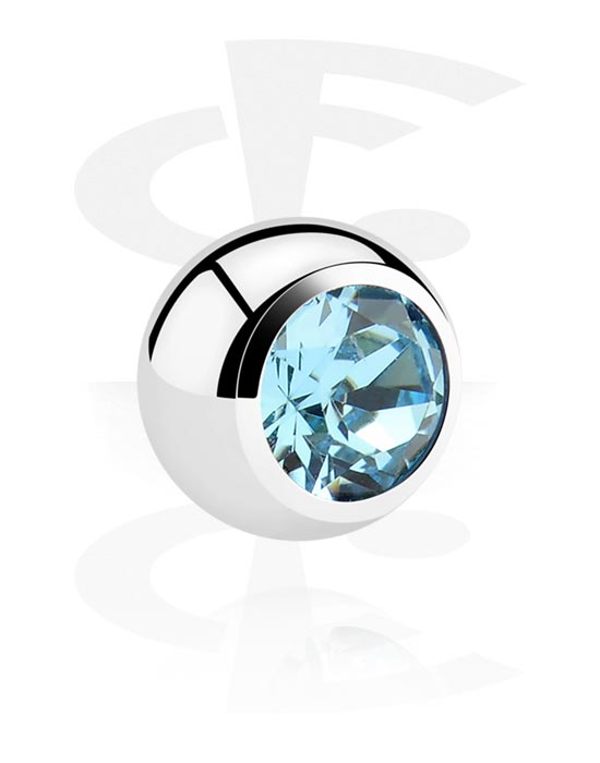 Boules, barres & plus, Boule pour barre à filetage (acier chirurgical, argent, finition brillante) avec pierre en cristal, Acier chirurgical 316L