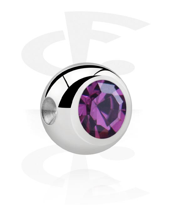 Boules, barres & plus, Boule pour ball closure ring (acier chirurgical, argent, finition brillante) avec pierre en cristal, Acier chirurgical 316L