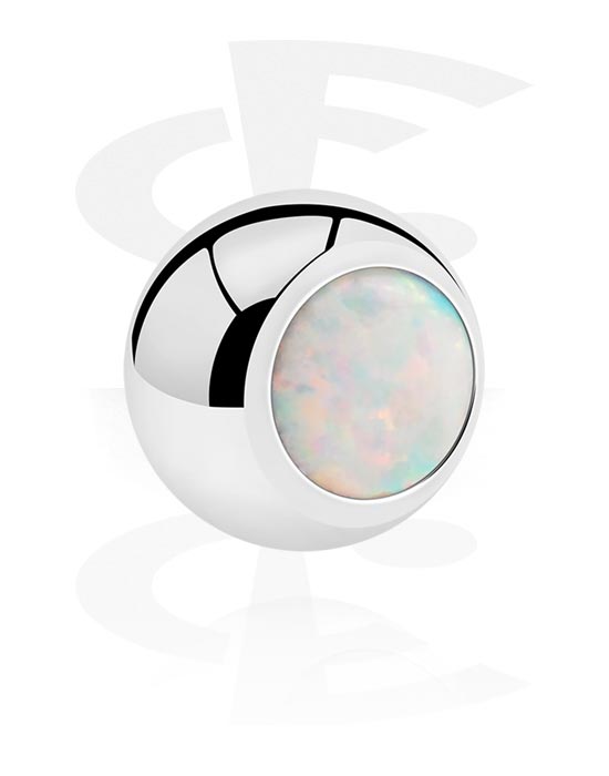 Kulor, stavar & mer, Ball for threaded pins (surgical steel, silver, shiny finish) med konstgjord opal, Kirurgiskt stål 316L