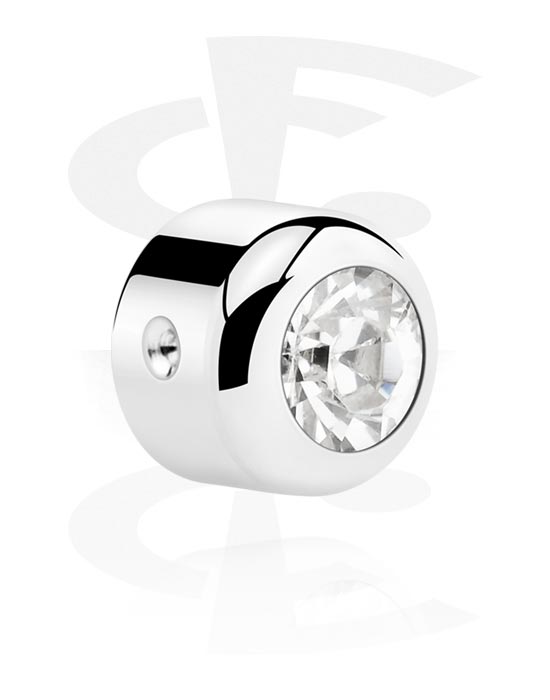 Kulor, stavar & mer, Attachment for ball closure rings (surgical steel, silver, shiny finish) med kristallsten, Kirurgiskt stål 316L