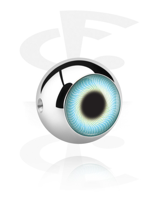 Kuličky, kolíčky a další, Koncovka pro kroužky s kuličkou (chirurgická ocel, stříbrná, lesklý povrch) s designem oko, Chirurgická ocel 316L