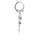 Piercingringer, Piercing-clicker (kirurgisk stål, sølv, skinnende finish) med bue og krystallsteiner, Kirurgisk stål 316L, Belagt messing