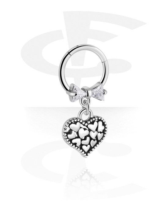Piercing-Klicker (Chirurgenstahl, silber, glänzend) mit Herz-Anhänger ...