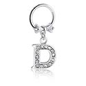 Piercing Ringe, Piercing-clicker (kirurgisk stål, sølv, blank finish) med bue og charm med bogstavet D, Kirurgisk stål 316L, Pletteret messing