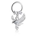 Piercing Ringe, Piercing-clicker (kirurgisk stål, sølv, blank finish) med Charm med fugl og krystaller, Kirurgisk stål 316L, Pletteret messing