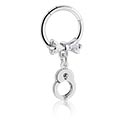 Piercingringer, Piercing-clicker (kirurgisk stål, sølv, skinnende finish) med bue og håndjerncharm, Kirurgisk stål 316L, Belagt messing