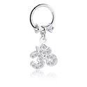 Anéis piercing, Multi-purpose clicker (aço cirúrgico, prata, acabamento brilhante) com pendente om e pedras de cristal, Aço cirúrgico 316L, Latão revestido