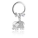 Piercingringer, Piercing-clicker (kirurgisk stål, sølv, skinnende finish) med elefantcharm og krystallsteiner, Kirurgisk stål 316L, Belagt messing