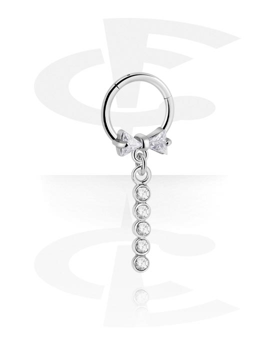 Piercinggyűrűk, Multi-purpose clicker (surgical steel, silver, shiny finish) val vel Dísz és Kristálykövek, Sebészeti acél, 316L, Bevonatos sárgaréz
