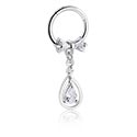 Alke za piercing, Kliker za piercing (kirurški čelik, srebrna, sjajna završna obrada) s privjeskom i kristalnim kamenjem, Kirurški čelik 316L, Obloženi mesing