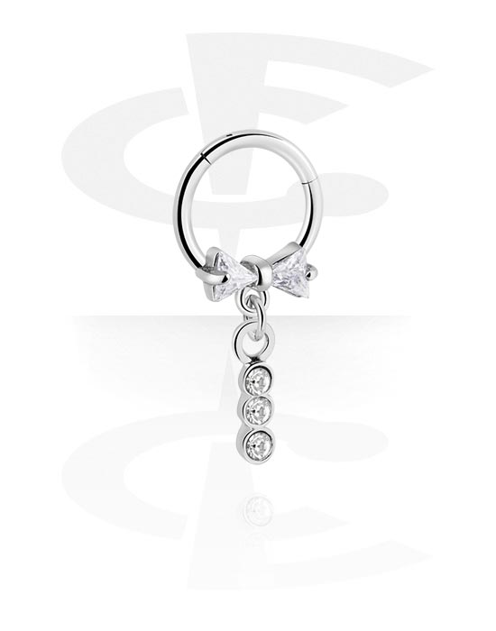Piercing Ringe, Piercing-clicker (kirurgisk stål, sølv, blank finish) med bue og charm, Kirurgisk stål 316L, Pletteret messing