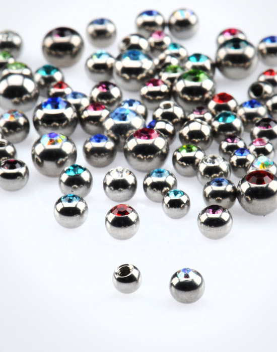Tukkupakkaukset, Jeweled Micro Balls for 1.2mm Pins, Surgical Steel 316L