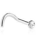 Piercings nez & Septums, Piercing nez incurvé (acier chirurgical, argent, finition brillante) avec pierre en crystal, Acier chirurgical 316L