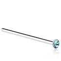 Nose Jewellery & Septums, Straight nose stud (surgical steel, silver, shiny finish) with crystal stone, Surgical Steel 316L