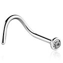 Piercings nez & Septums, Piercing nez incurvé (acier chirurgical, argent, finition brillante) avec pierre en crystal, Acier chirurgical 316L