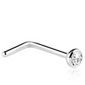 Piercings nez & Septums, Piercing nez en L (acier chirurgical, argent, finition brillante) avec pierre en crystal, Acier chirurgical 316L