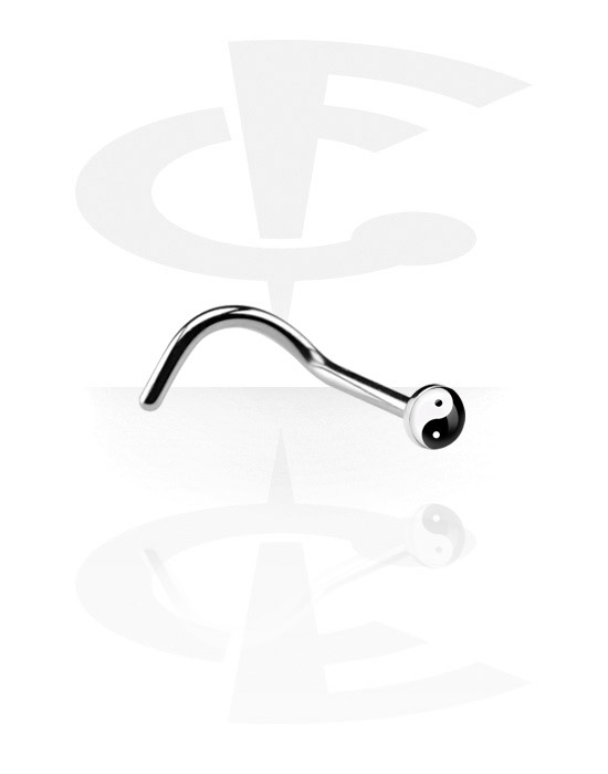 Nose Jewelry & Septums, Curved nose stud (surgical steel, silver, shiny finish), Surgical Steel 316L