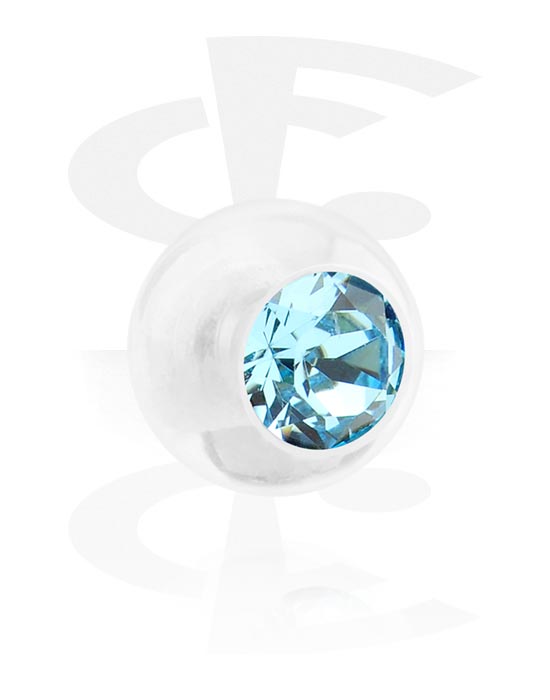 Boules, barres & plus, Boule pour barre à filetage (acier chirurgical, argent, finition brillante) avec pierre en cristal, Acrylique