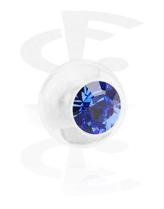 Boules, barres & plus, Boule pour barre à filetage (acier chirurgical, argent, finition brillante) avec pierre en cristal, Acrylique