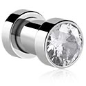 Skrutunnel (kirurgisk stål, sølv, skinnende finish) med krystallstein
