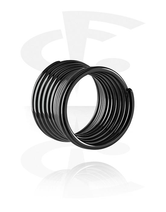 Tunnels & Plugs, Double flared tunnel (surgical steel, black, shiny finish) with spiral style, Surgical Steel 316L