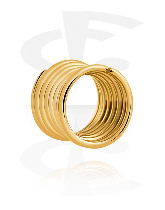 Tunnels & Plugs, Double flared tunnel (surgical steel, gold, shiny finish) with spiral style, Gold Plated Surgical Steel 316L
