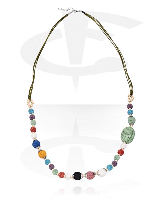 Halsketten, Modische Halskette, Basalt, Chirurgenstahl 316L