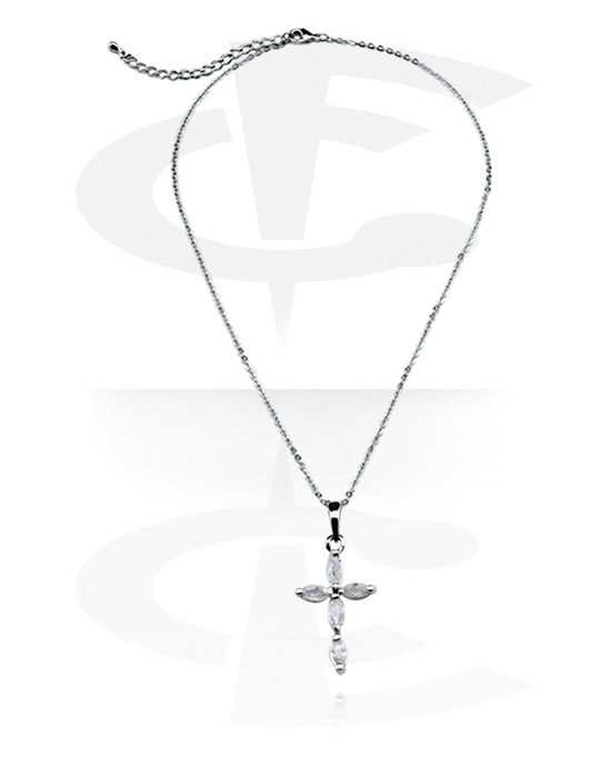 Necklaces, Fashion Necklace with cross pendant, Plated Brass