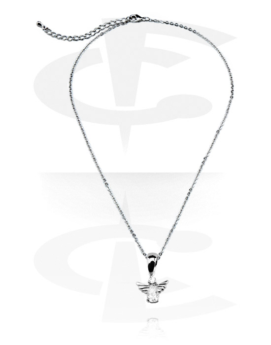 Náhrdelníky, Módní náhrdelník s přívěskem anděl a krystalovým kamínkem, Pokovená mosaz