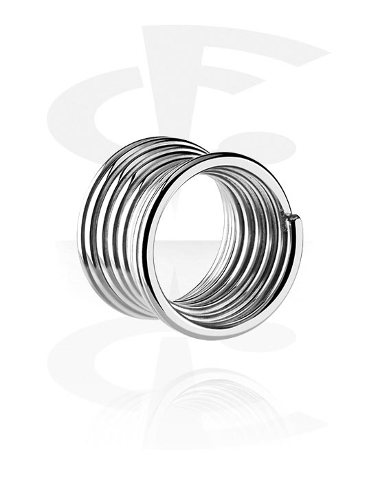 Tunnels & Plugs, Tunnel double flared (acier chirurgical, argent) avec style spirale, Acier chirurgical 316L