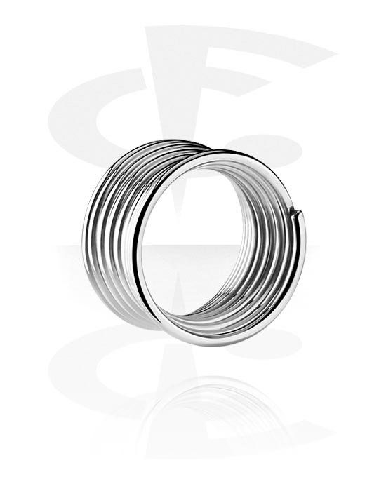Tunnels & Plugs, Double flared tunnel (surgical steel, silver, shiny finish) with spiral style, Surgical Steel 316L