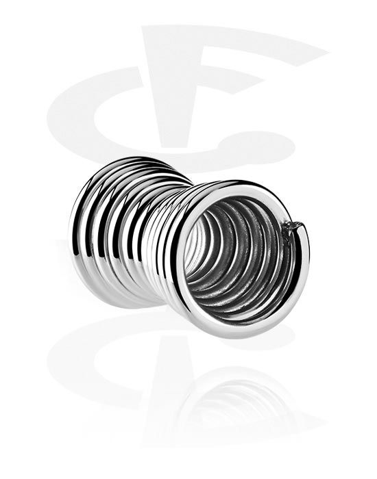 Tunnels & Plugs, Tunnel double flared (acier chirurgical, argent) avec style spirale, Acier chirurgical 316L