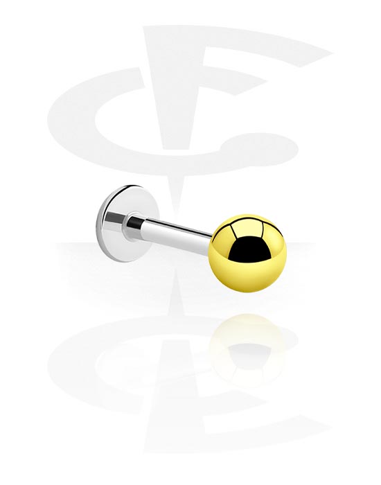 Labrets, Labret (surgical steel, silver, shiny finish) with anodised ball, Surgical Steel 316L
