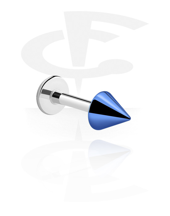 Labrets, Labret (surgical steel, silver, shiny finish) with anodized cone