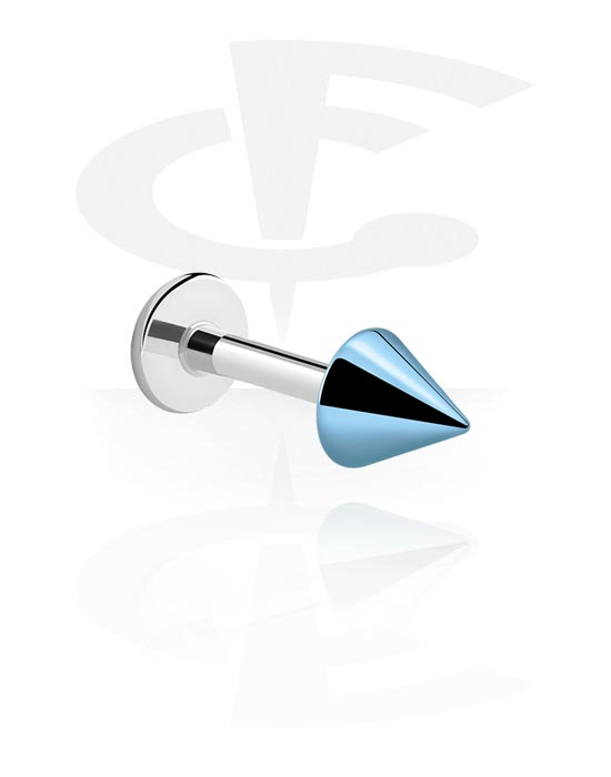 Labrets, Labret (surgical steel, silver, shiny finish) with anodized cone
