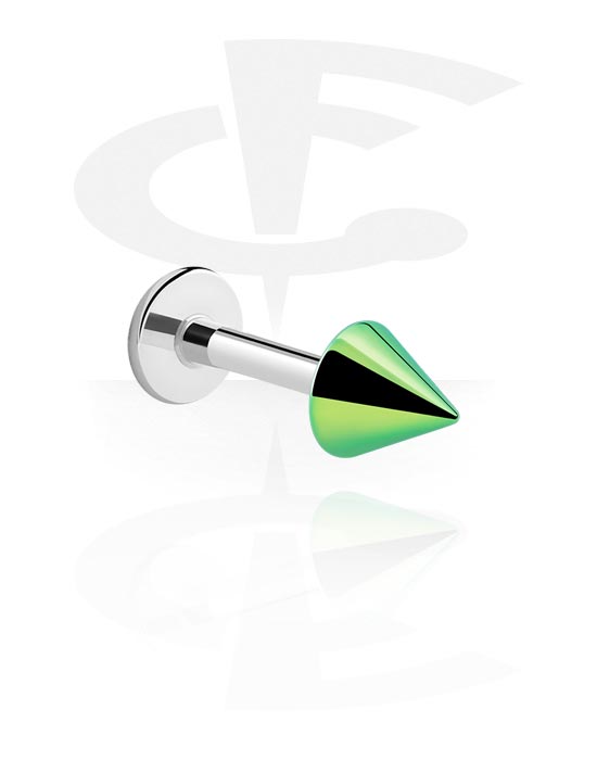 Labrets, Labret (surgical steel, silver, shiny finish) met geanodiseerde cone