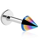 Labreti, Labret (surgical steel, silver, shiny finish) s/z anodiziran stožec, Kirurško jeklo 316L