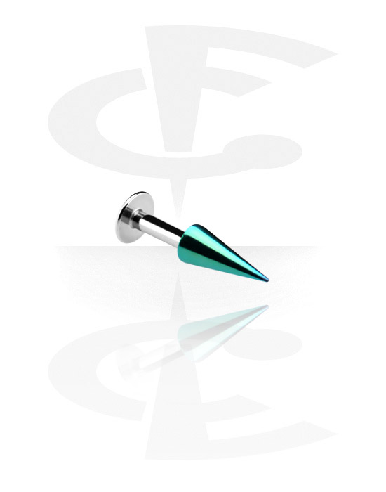 Labrets, Labret (surgical steel, silver, shiny finish) met geanodiseerde cone, Chirurgisch staal 316L