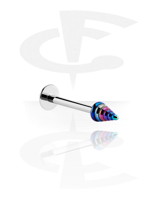 Labrets, Labret (surgical steel, silver, shiny finish) with cone